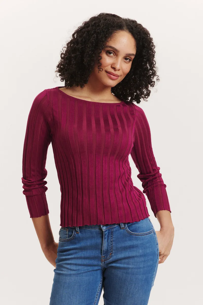 Tranquillo Strick-Pullover Katjaa aus Viskose - raspberry / XS – Produktbild 1 von 6