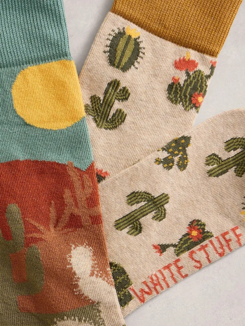 White Stuff 2er-Pack Socken Kaktus - 41-43, Orange print, – Produktbild 2 von 2