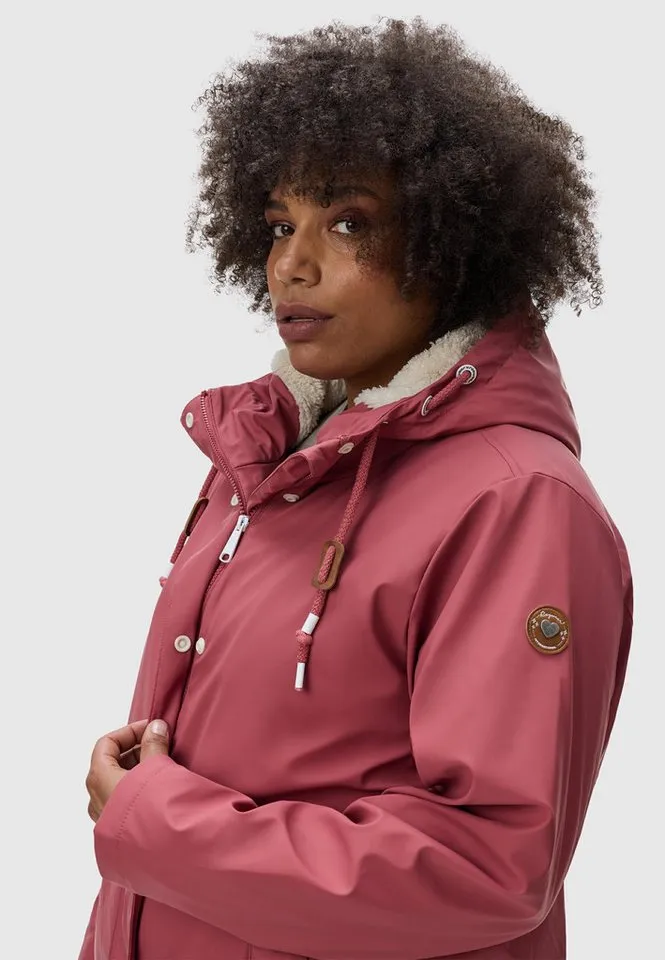 ragwear ragwear Regenjacke Marge warm gefütterter Damen Winter Regenmantel, Rosa, – Produktbild 4 von 5