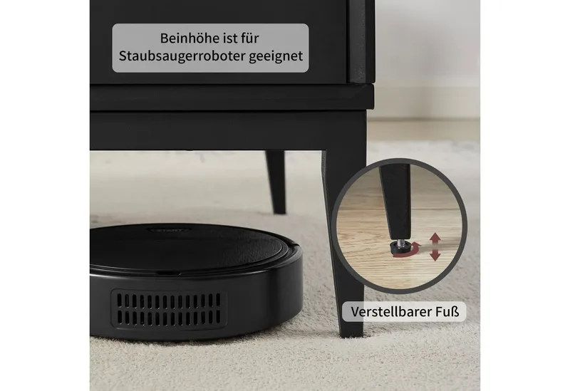 Leonique Couchtisch Lavisha, Eisengestell und FSC-zertifiziertes Holz, Breite 110 cm, Schwarz, – Produktbild 5 von 5