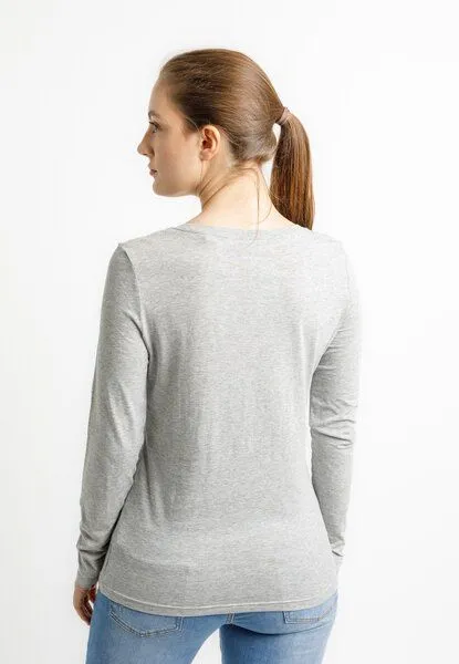 TORLAND TORLAND Damen Longsleeve LANIA, Grau (heather grey), – Produktbild 2 von 4
