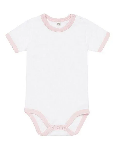 Babybugz Babybugz Baby Strampler Bodysuit Kurzarm, White/powder pink, – Produktbild 1 von 3