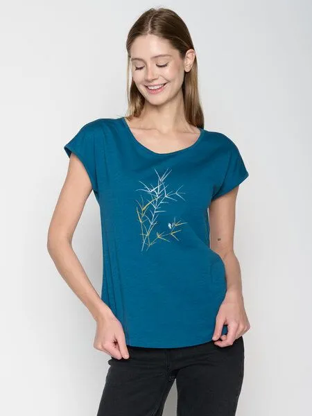 GreenBomb GREENBOMB Nature Bird Reed Cool - Sportliches T-Shirt aus Bio-Baumwolle / hochwertiger Print / GOTS / Fair & Vegan, Blau (rich blue), – Produktbild 1 von 4