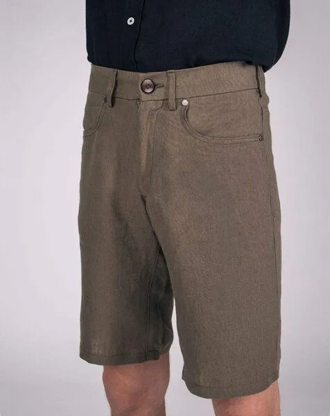 Aatise Aatise Männer Shorts 100% Leinen midi-Länge Ziggy, Braun, – Produktbild 3 von 4