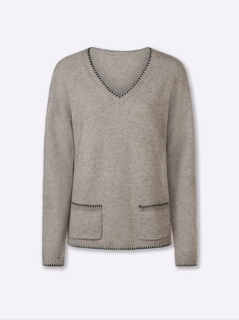 heine Pullover taupe-meliert, Taupe-meliert, – Produktbild 2 von 2