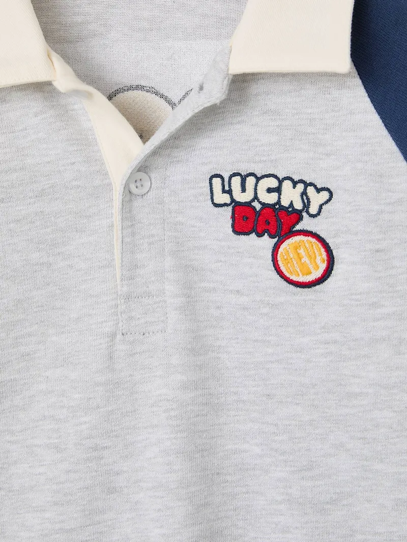 Vertbaudet Poloshirt Jungen, Grau meliert, – Produktbild 2 von 3