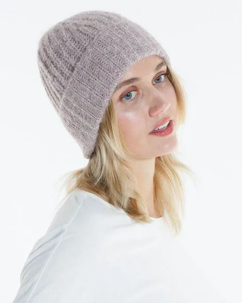 Alma & Lovis Alma & Lovis Softe Alpaka-Mütze im Rippenstrick | Suri Cap, Violet ice (rosa), – Produktbild 2 von 3