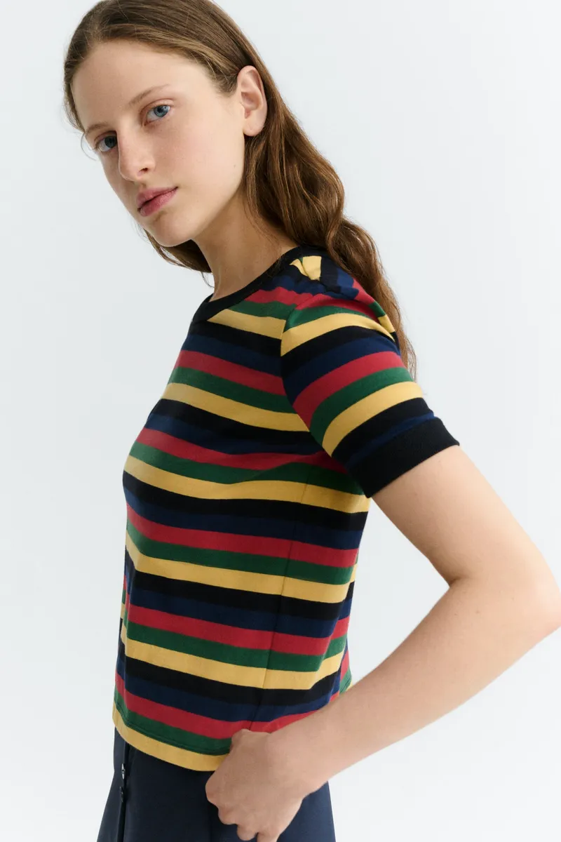 thinking mu Thinking MU Damen vegan T-Shirt Zowie R Bunte Streifen, Extra dunkelblau, – Produktbild 2 von 2