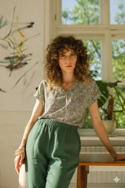 WiDDA berlin WiDDA berlin Leinenhose BOLLE in Teal Grünblau – Produktbild 1 von 2