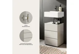 xonox.home Waschbeckenschrank in Kaschmir Nachbildung und schwarz B/H/T: 38x56x34 cm – Produktbild 1 von 1