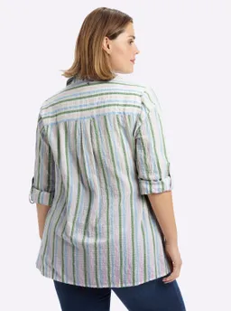 sheego Gestreifte Bluse weiß-hellrosé-gestreift – Produktbild 1 von 1