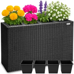 Casaria® Polyrattan Blumentopf Schwarz 95x27x60cm – Produktbild 1 von 1