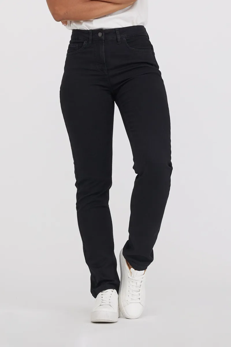 LAURIE LAURIE Damen vegan Jeans Charlotte Regular Medium Length Ecolabel Washed Black Denim, Schwarz, – Produktbild 2 von 2
