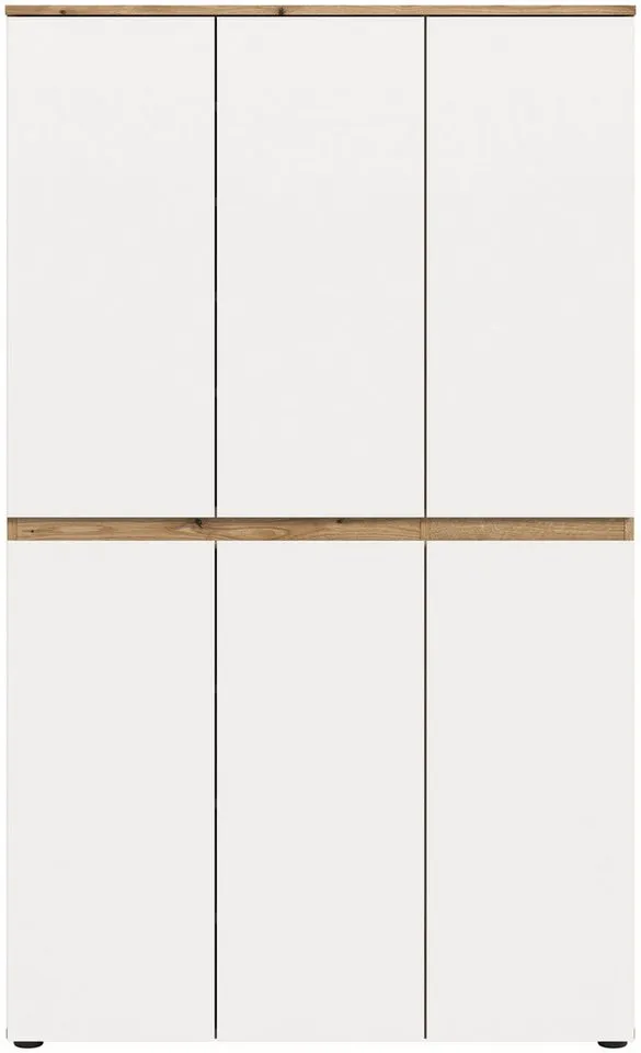 xonox.home Mehrzweckschrank in weiß/Evoke Oak Nachbildung B/H/T ca.: 105 x 175 x 37 cm, Weiß, – Produktbild 3 von 5