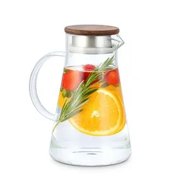 Econovo Econovo Glaskaraffe mit Holzdeckel 1,5L & 2L – Produktbild 1 von 1