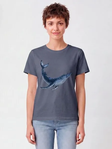 watapparel watapparel T-Shirt Frauen Wal, Blue grey, – Produktbild 2 von 2
