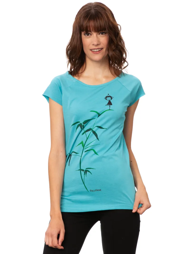 FellHerz FellHerz Damen T-Shirt Yogamädchen, Neptune (blau), – Produktbild 1 von 4