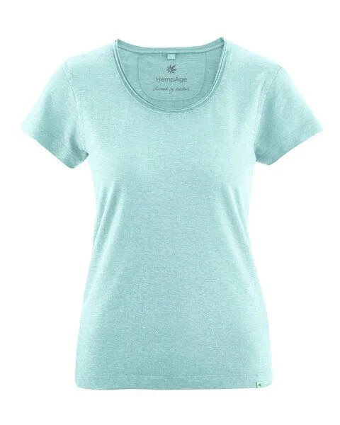 HempAge HempAge Damen T-Shirt mit Rollsaum Hanf/Bio-Baumwolle, Lake (blau), – Produktbild 1 von 4