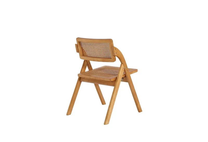 LIM HOME Klappstuhl Massivholz Rattan (Packung, 1 St), Gestell aus Massiveholz FSC®, Sitzfläche aus Rattan, Gelb, – Produktbild 4 von 5