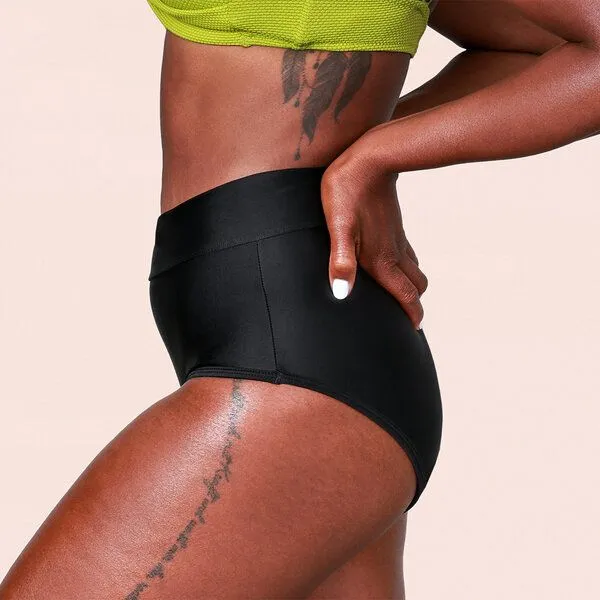 Taynie Mittelstarke Periodenunterwäsche Bikinihose 60°C Taynie Beach Highwaist, Schwarz, – Produktbild 4 von 4