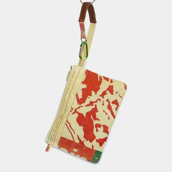 REFISHED fair fashion REFISHED fair fashion Tasche 'SOULMATE' - upcycelte Zementsäcke, #cement beige-grün-rot, – Produktbild 3 von 5