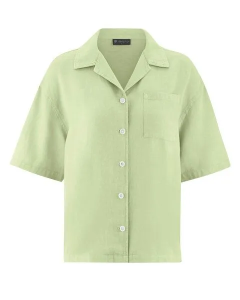 HempAge HempAge Urbane Sommerbluse Hanf/Biobaumwolle, Matcha (grün), – Produktbild 3 von 4