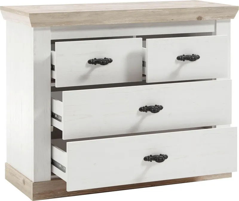 Home affaire Kommode Florenz, Breite ca. 107 cm, Weiß, – Produktbild 3 von 5