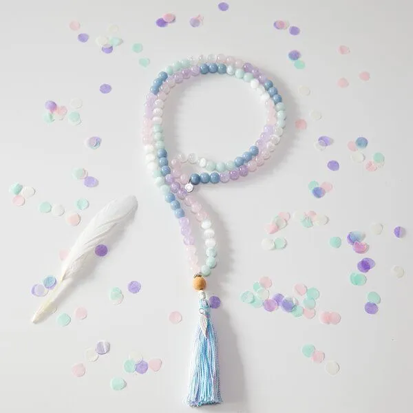 Divasya Divasya Mala-Kette "Schutzengel" aus Angelit, Amethyst, Rosenquarz & Selenit – Produktbild 4 von 4