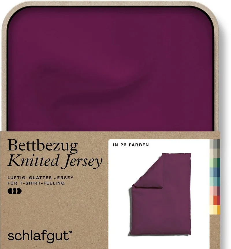 Schlafgut Schlafgut Bettbezug Premium Bettbezug Knitted Jersey (1 St), (1 St), Ton-in-Ton Reißverschluss, Bio-Baumwolle mit Elasthan, Uni, OEKO Tex, Lila, – Produktbild 2 von 5