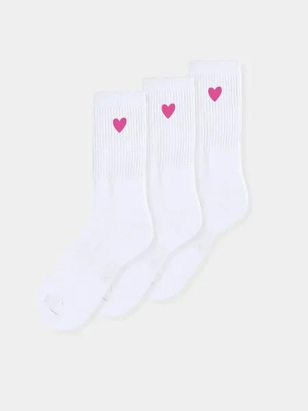 erlich textil erlich textil Andi Tennis Socken 3er Pack aus Bio-Baumwolle, Weiß/pink, – Produktbild 7 von 7