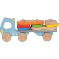 Goki goki Lastwagen aus Holz mit Stapelfracht, 9-teilig, bunt lackiert Maße 26 x 6,2 x 10 cm, Mehrfarbig, – Produktbild 1 von 1