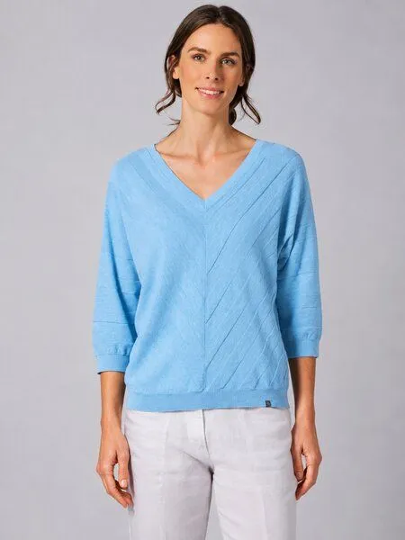 HempAge HempAge Pullover mit V-Ausschnitt Hanf/Biobaumwolle, Glacier (blau), – Produktbild 2 von 4