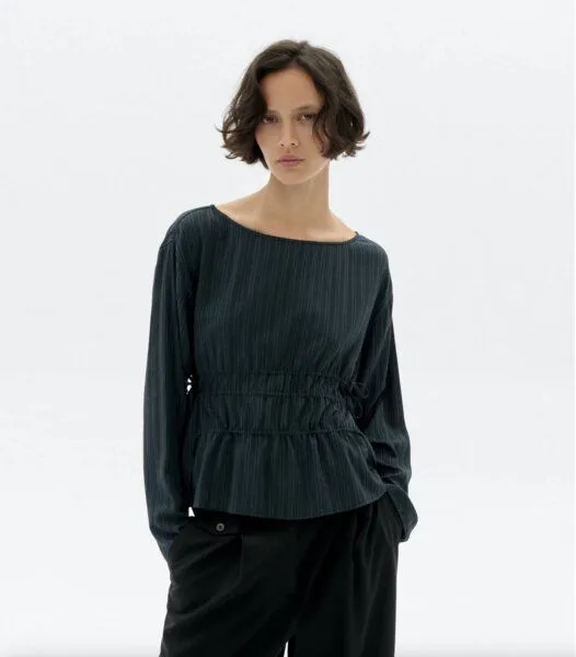 thinking mu thinking mu Dark Green Devin Blouse, Green, – Produktbild 2 von 4