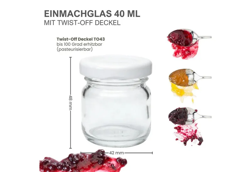 mikken mikken 10 kleine Einmachgläser 40 ml mit Schraubdeckel, Weiß, – Produktbild 7 von 8