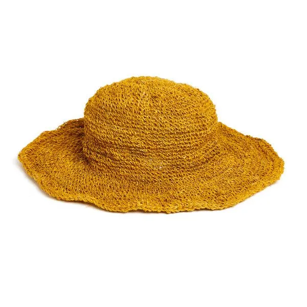 short'n'pietz short'n'pietz gehäkelter Sommerhut aus reinen Hanffasern, Gelb, – Produktbild 2 von 5
