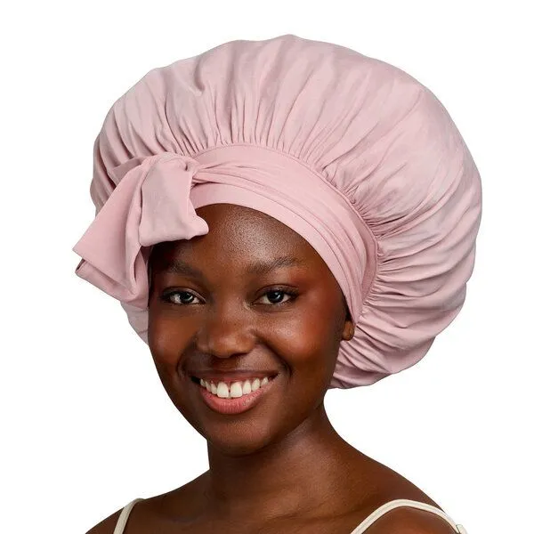 Qupro Qupro Schlafhaube Bonnet L vegane Seide Cupro, Light rosé, – Produktbild 1 von 4