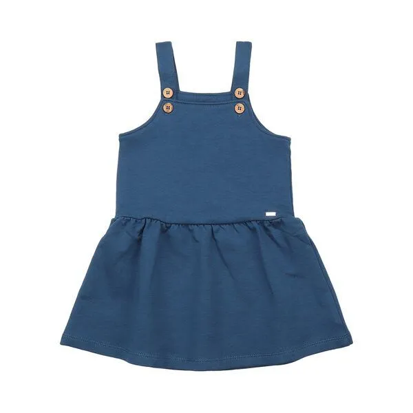 Walkiddy Walkiddy Navy Pinafore Dress - Nachhaltig & Fair Trade Bio-Baumwolle - Mädchenkleid Blau – GOTS zertifiziert, Blau, – Produktbild 1 von 2