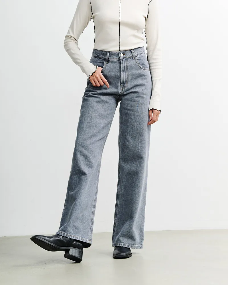 Rotholz Rotholz Damen vegan Jeans Mit Ausgestelltem Bein, Grau, Grau, – Produktbild 1 von 2