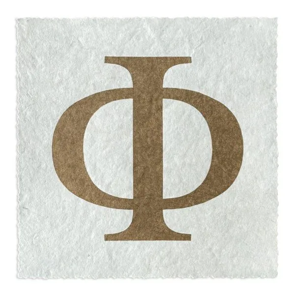 Veskor Cassiopeia Veskor Cassiopeia PHI Heilige Geometrie Linoldruck | 16 × 16 cm | Gold auf Naturweiß – Produktbild 1 von 4