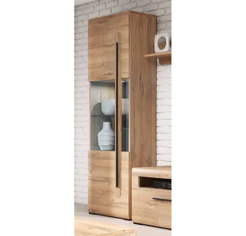 Lomadox Wohnwand TURDA-83, (4-St), Grandson Beleuchtung und Absetzungen schwarz 340/204/50 cm, Braun, – Produktbild 5 von 5