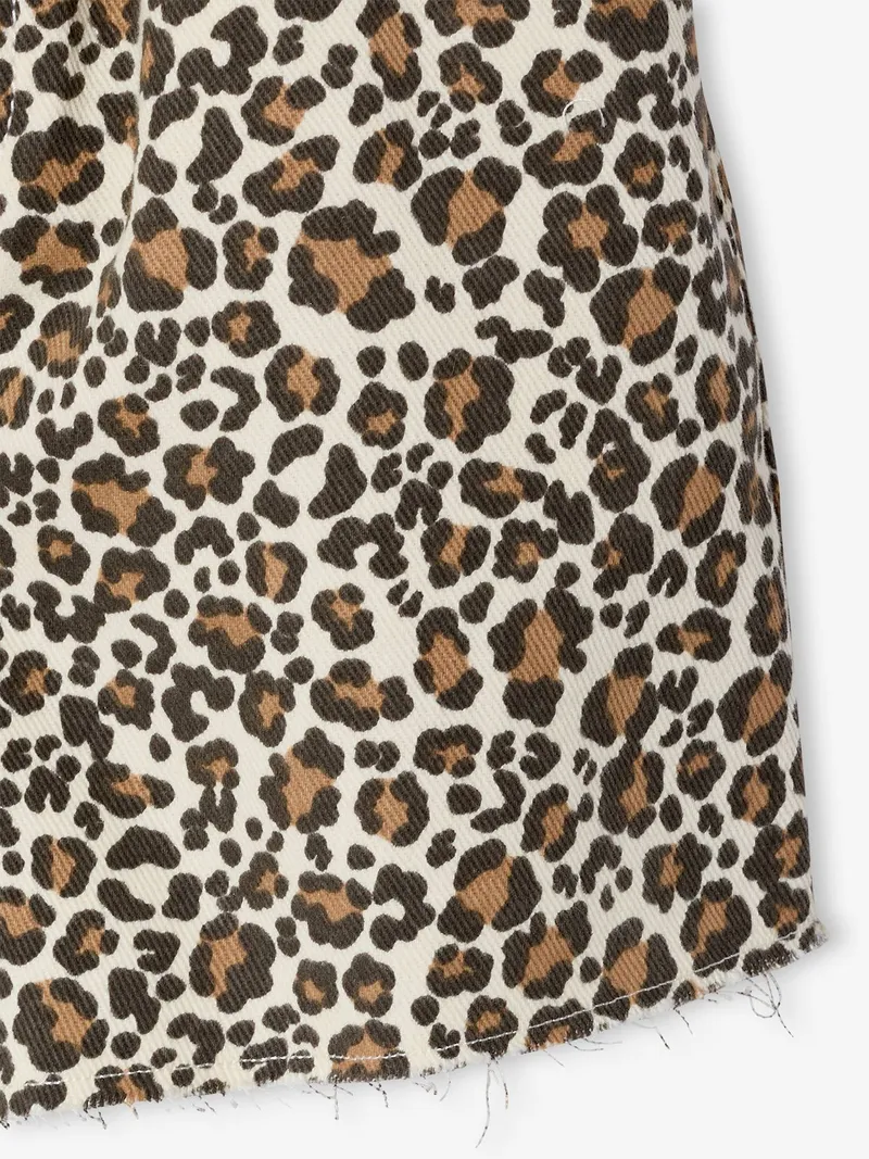 Vertbaudet Twill-Shorts mit Bindegürtel und leicht ausgefranstem Beinabschluss Mädchen vanille leo, Vanille leo, – Produktbild 4 von 4