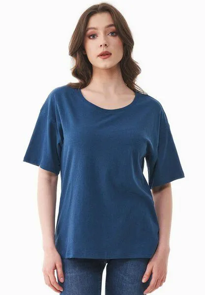ORGANICATION ORGANICATION T-Shirt aus Bio-Baumwolle und Leinen, Blau(navy), – Produktbild 1 von 4