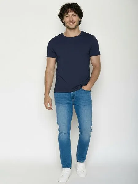 GreenBomb GREENBOMB Basic Guide - Sportliches T-Shirt aus Bio-Baumwolle / GOTS / Fair & Vegan, Blau (navy), – Produktbild 3 von 4