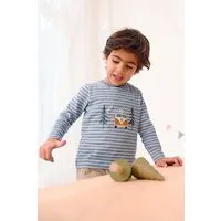 People Wear Organic People Wear Organic Langarm Shirt, blau geringelt, "Van mit Bär", Bio-Baumwolle – Produktbild 1 von 1