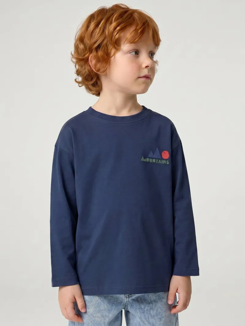 Vertbaudet Shirt Jungen Print vorn und hinten, Aquamarine, – Produktbild 2 von 3