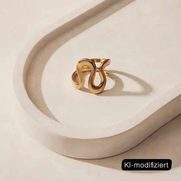ELEKTROPULLI ELEKTROPULLI Größenverstellbarer Round Ring ca. 2 cm breit, Gold, – Produktbild 1 von 2