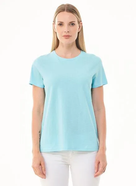ORGANICATION ORGANICATION Damen Basic T-Shirt aus Bio-Baumwolle, Blau(mint), – Produktbild 1 von 4