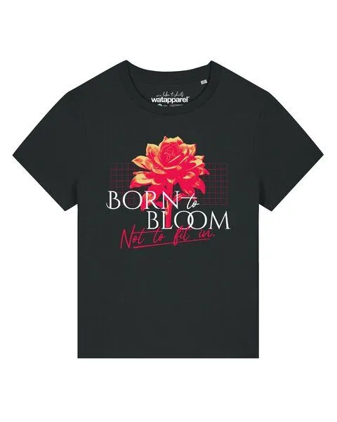watapparel watapparel T-Shirt Frauen Born to bloom, Black, – Produktbild 1 von 2