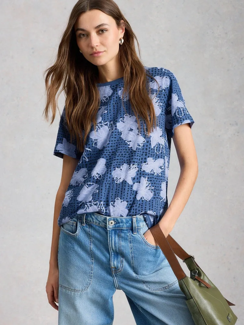White Stuff T-Shirt Clara - 48, Marineblau multi, – Produktbild 1 von 4