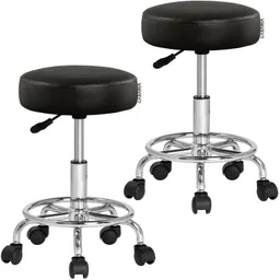 Casaria® Rollhocker 2er-Set Kunstleder Schwarz 360° drehbar – Produktbild 1 von 1